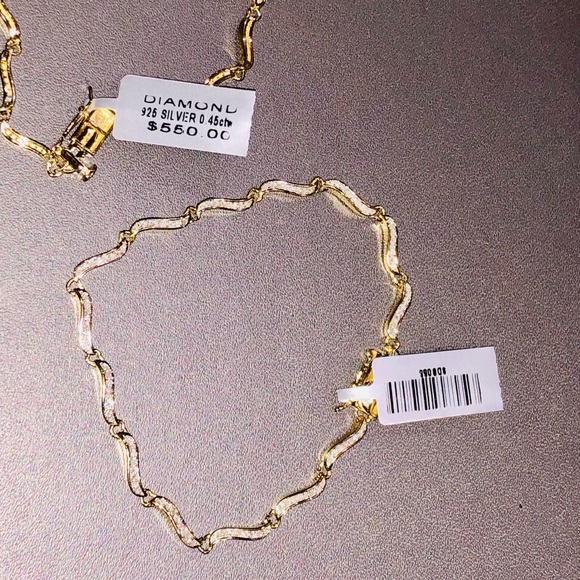 10k gold vermeil Real Diamond Genuine natural dainty elegant bracelet NOT CZ WOW - Picture 3 of 8